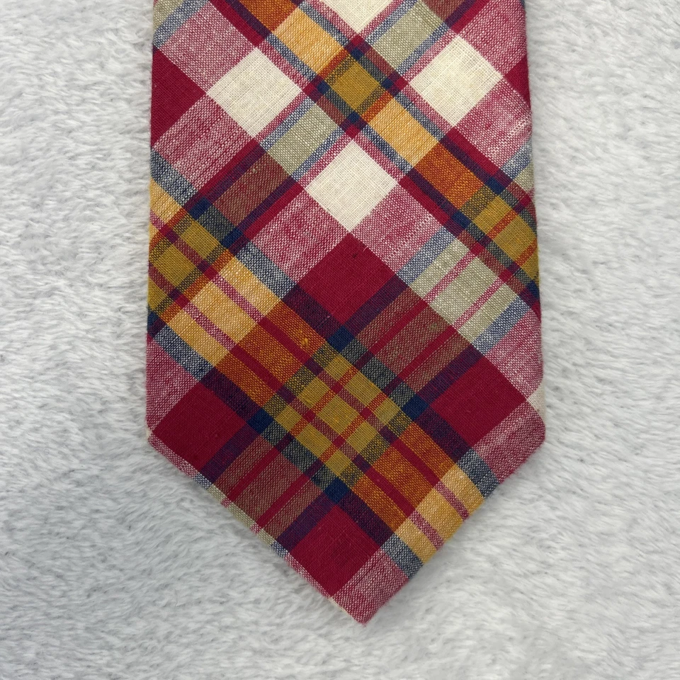 Don Loper Multicolor Plaid Men’s Necktie 3”x 56” 100% Cotton Made In USA - Изображение 4 из 4