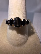 Sterling Silver Black Spinel 5 Stone Ring Size 6.75