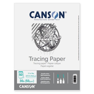 Canson Tracing Paper Pad, 9'' x 12'', Top Bound, 30 lb. 9x12 inch, White