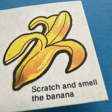 Vintage 80s Mello Smello Banana Scented Sticker Scratch Sniff Cut Single