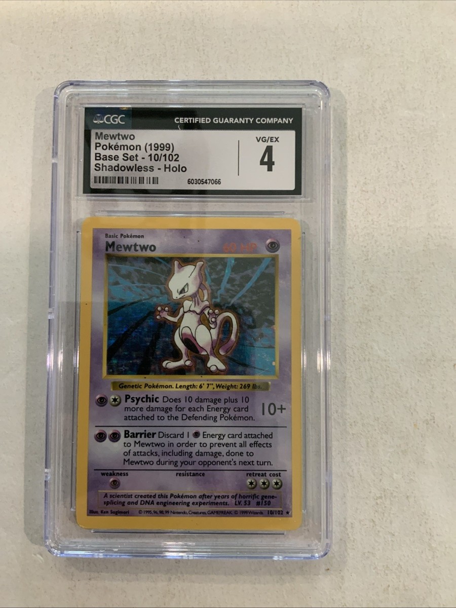 1999 Pokmon Mewtwo Base Set Holo Unlimited 10/102 Shadowless CGC 4