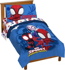 Jay Franco Marvel Spidey Friends Toddler 4-Piece Bed Set Comforter Sheets