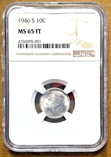 1946 S Roosevelt Dime NGC MS-65 FT Full Torch