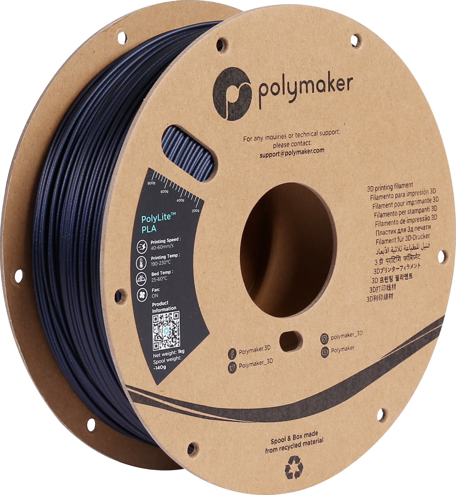 Polymaker PolyLite PLA Sparkle Dark Blue 1.75mm 1kg 3D Printer Filament Glitter