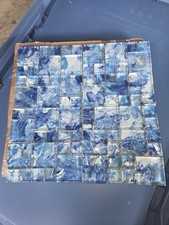 Deep Blue Iridescent Mosaic Tile for Pool Bathroom 6mm Thick 4 Sheets