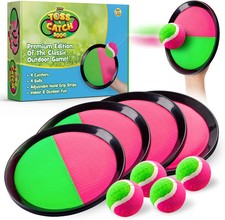 YoYa Toys Toss and Catch Ball Game Set 4 Paddles 4 Balls for Kids Outdoor