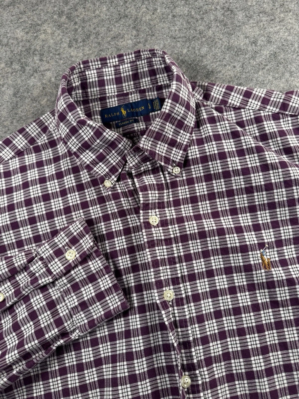 Polo Ralph Lauren Oxford Classic Shirt Mens Large Plaid Button Up Casual Preppy