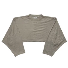 Joah Brown Slouchy Cropped Long Sleeve T-Shirt Sandstone M