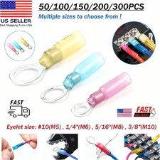50/300x Heat Shrink Ring Terminals Crimp Eyelet Wire Connector Waterproof Marine