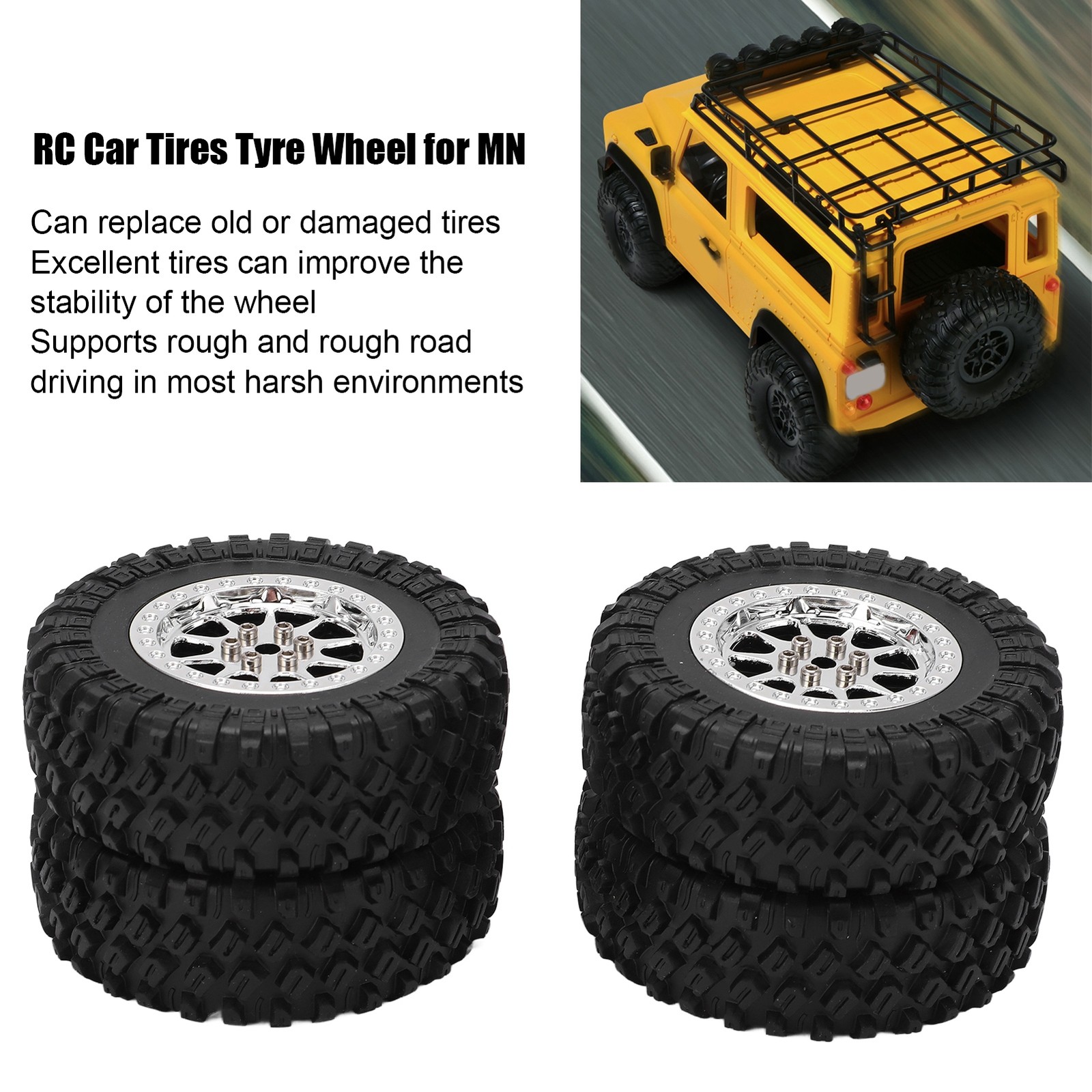 4PCS RC Car Tires Tyre Wheel For MN D90 D91 D99 D99S D86 RC Car Spare Upgrades