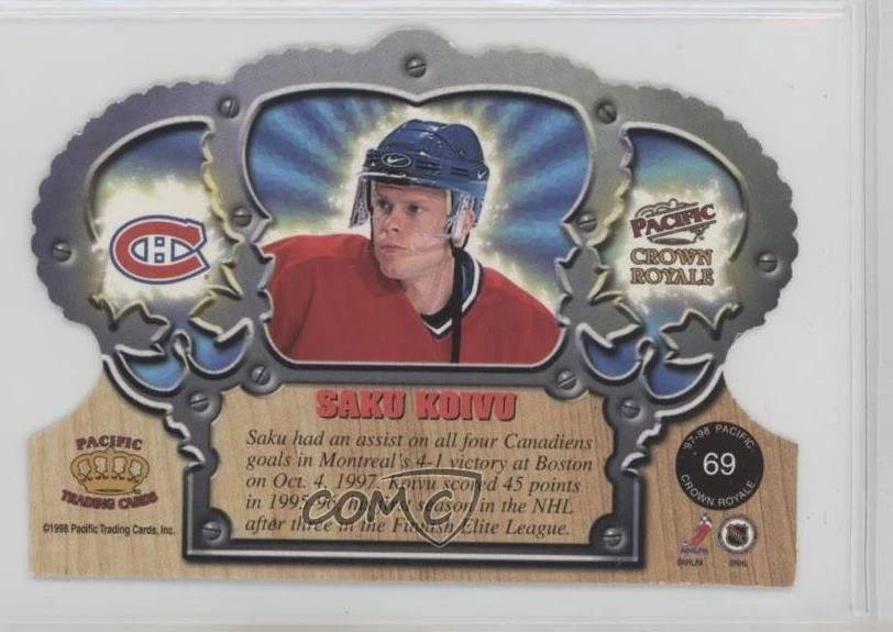 1997-98 Pacific Crown Royale Ice Blue Saku Koivu #69 - Image 2 of 2