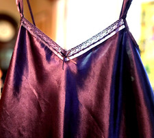 Morgan Taylor Women's-L Ladies Silky Sexy Intimates Purple/Navy Nightgown SALE