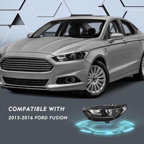 FOR 13-16 FORD FUSION FACTORY STYLE PROJECTOR HEADLIGHT HEAD LAMPS BLACK/CLEAR - Picture 6 of 6