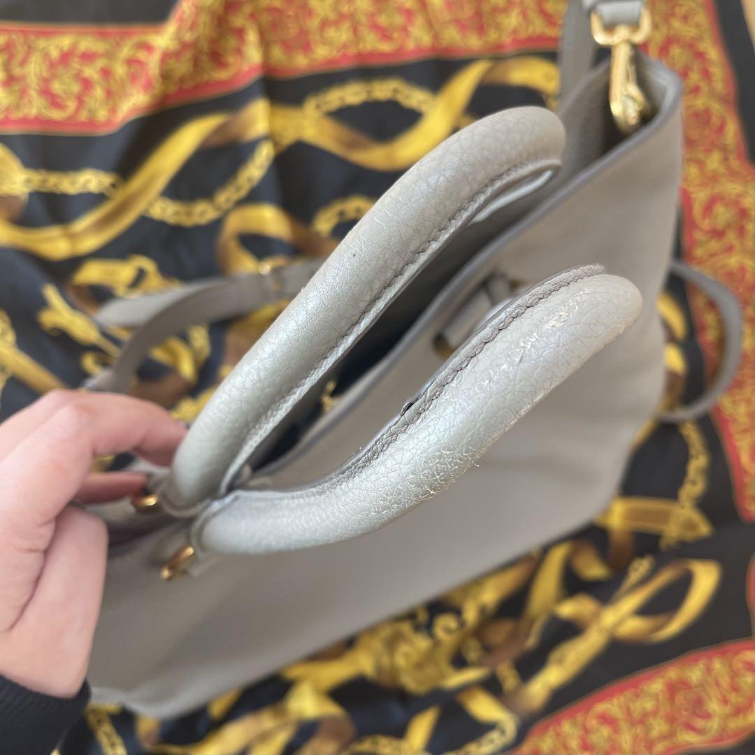 Prada Vit.Daino Leather Tote Bag 2Way Argilla Gray-Green Used | eBay