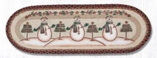Braided Jute Hand Stenciled Oval Table Runner. Earth Rugs. SNOWMAN, MOON, STAR