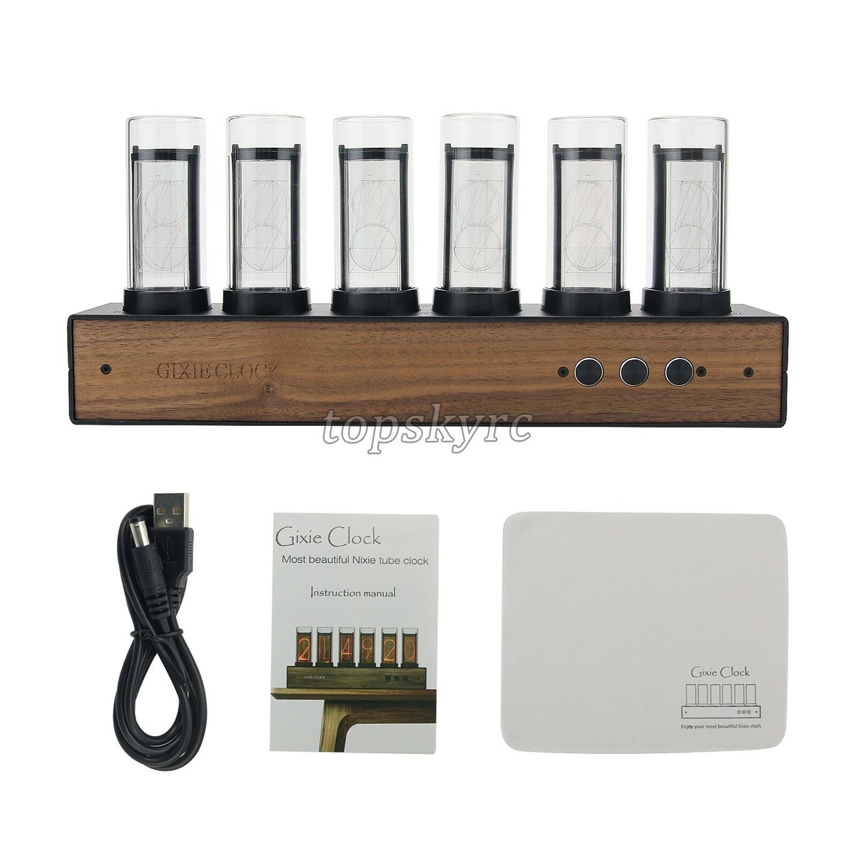 GIXIE CLOCK RGB Quasi-Glow Tube Clock Creative Clock Red/Black  