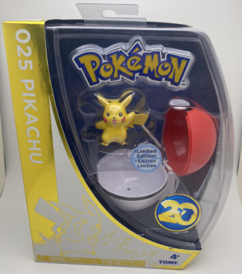 Pokémon Limited Edition 20th Anniversary Pikachu Figure w/ Pokeball #025 New