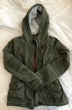 Hollister Women's Fur Winter Coat Olive Green Medium
