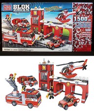 Juego ESTACIÓN DE BOMBEROS BLOK SQUAD Mega Bloks 24038 FIREMEN Helicóptero 2000+ Edificio