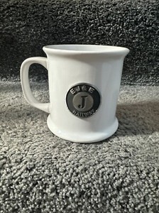 Vintage E J & E Railroad White Ceramic Coffee Mug   Old Forge Pewter.