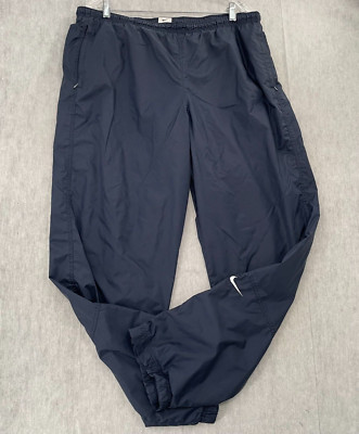 VINTAGE Nike Pants Adult Large Blue Lined Jogger Pockets Swoosh Logo Mens L