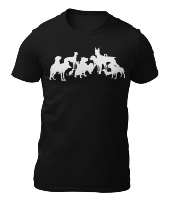 CAMISETA - PERROS SOMBRAS CAMISETA NEGRA - DOGS DOG - PERRO - T-SHIRT -