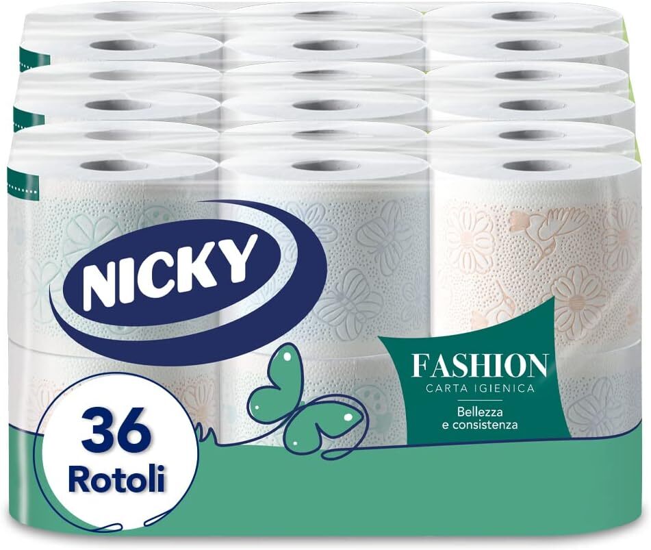 Nicky Fashion Carta Igienica a 4 veli | 165 unità (Confezione da 36)
