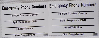Lot of 2 Emergency Phone Numbers Poison, Spill, Sheriff & Fire Department