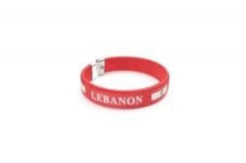 Bracelet C Drapeau Pays Rouge Liban flexible adulte... 2,5 pouces en Di - Photo 1/1
