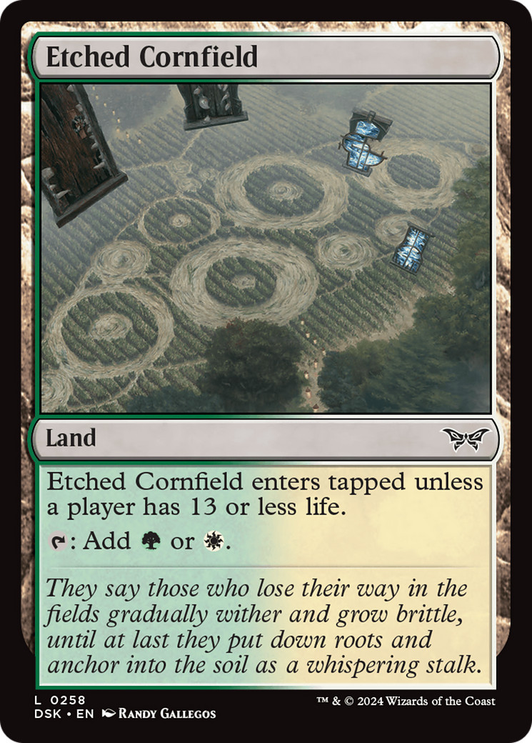 x4 Etched Cornfield DSK Duskmourn MTG 258 LAND M/NM 4x