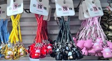 LOT 40pcs good luck cat Jingle Bells DIY Crafts Lanyard Accessories key Chain