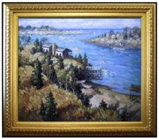 Framed, Quality Hand Painted Oil Painting, the Quiet Bay, 20x24in