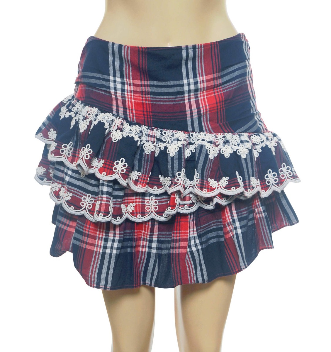 Love Shack Fancy Como Plaid Mini Skirt S Women's Casual Ruffle