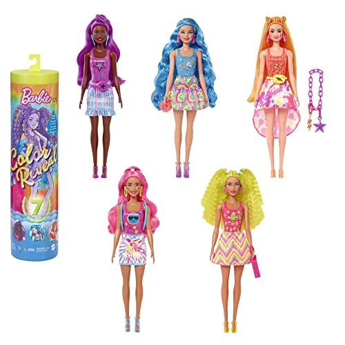 Barbie Color Reveal Doll with 7 Unboxing Surprises, Neon Tie-Dye Series