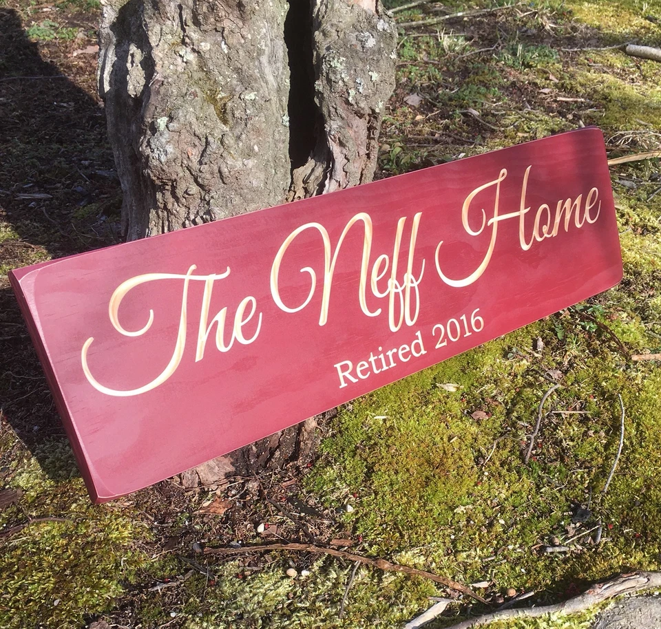 Letrero de apellido grabado personalizado, regalo de boda, regalo de aniversario, letrero de madera Foto 4 de 4