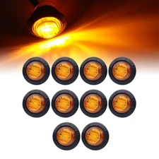 10/20X 3/4" Round AmberLED Side Marker Clearance Bullet Lights for Truck Trailer