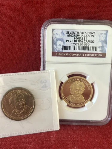 🔥 2008-S Andrew Jackson $1 Proof – NGC PF70 Ultra Cameo + FREE Bonus Coin!