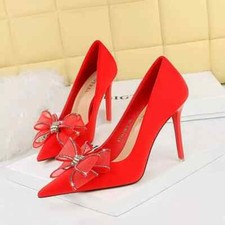 Decolte Scarpe Donna 10.5 cm Rosso Classiche Eleganti Pelle Sintetica 04349