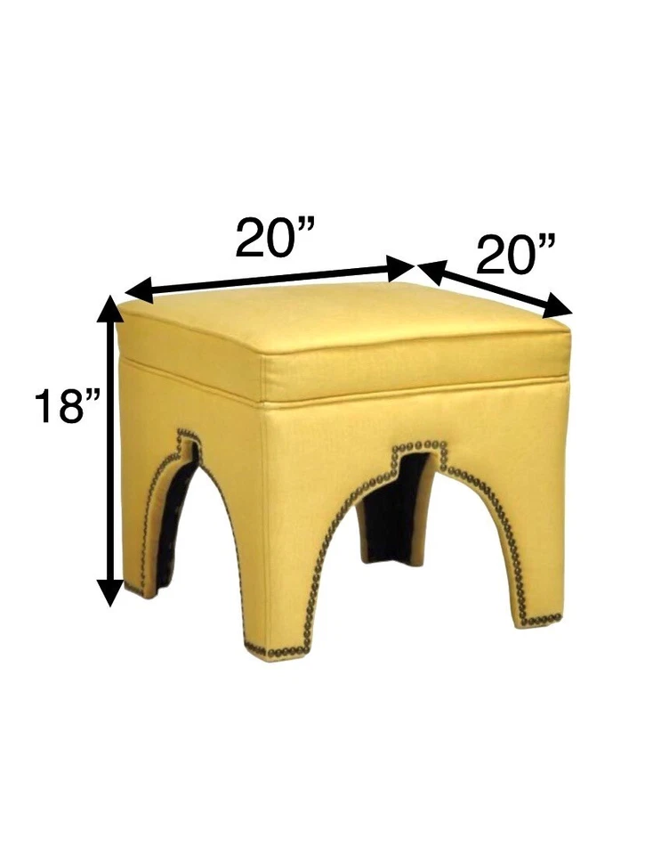 Ottoman Moroccan Cut with Brass Nailhead Trim Designer Furniture Decor Gift - Image 4 of 4