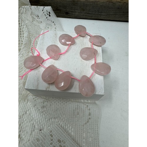 Rose Quartz Briolette Teardrop Beads Strand Faceted Gemstone Teardrops Jewelry M - Picture 5 of 5