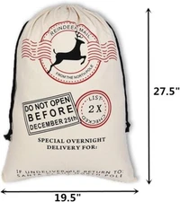 NEW Big Canvas Santa Gift Sack Christmas Canvas Santa Gift Bag Personalize 19x27