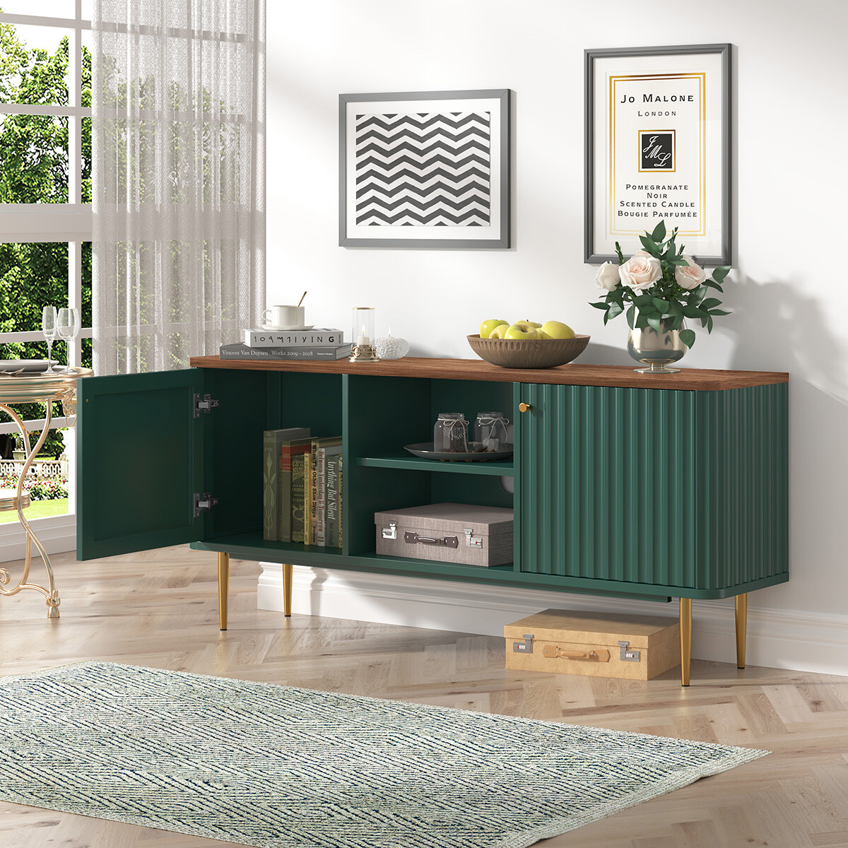 Entertainment Center With Fluted Textured Modern TV Stand With Storage For 65"TV