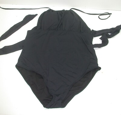 Ladies Halter Top 1-Piece Swim Suit w/ Versatile Tie ~ Black ~ X-Large **NEW**