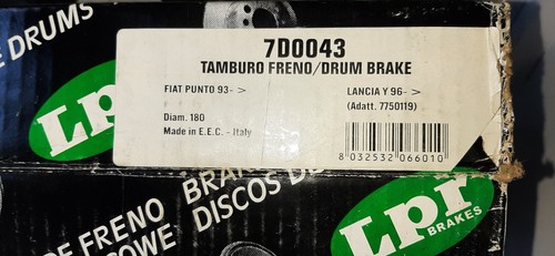 7D0043 COPPIA TAMBURO FRENO LPR PER FIAT PUNTO II PANDA II 500 LANCIA Y - Imagen 4 de 4