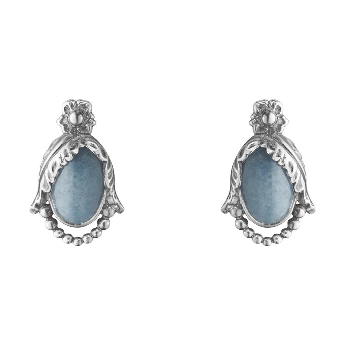 Georg Jensen. Sterling Silver Ear Clips with Blue Quartz