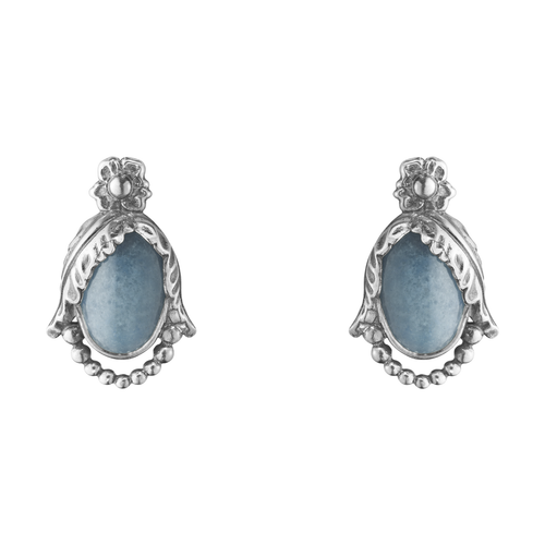 Jensen. Sterling Silver Ear Clips with Blue Quartz Heritage