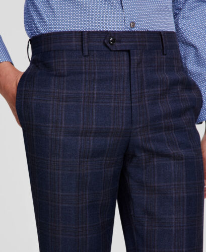 Tallia Men's Blue Plaid Slim-Fit Stretch Suit Separate Pants Size 36W 32L - Picture 4 of 5