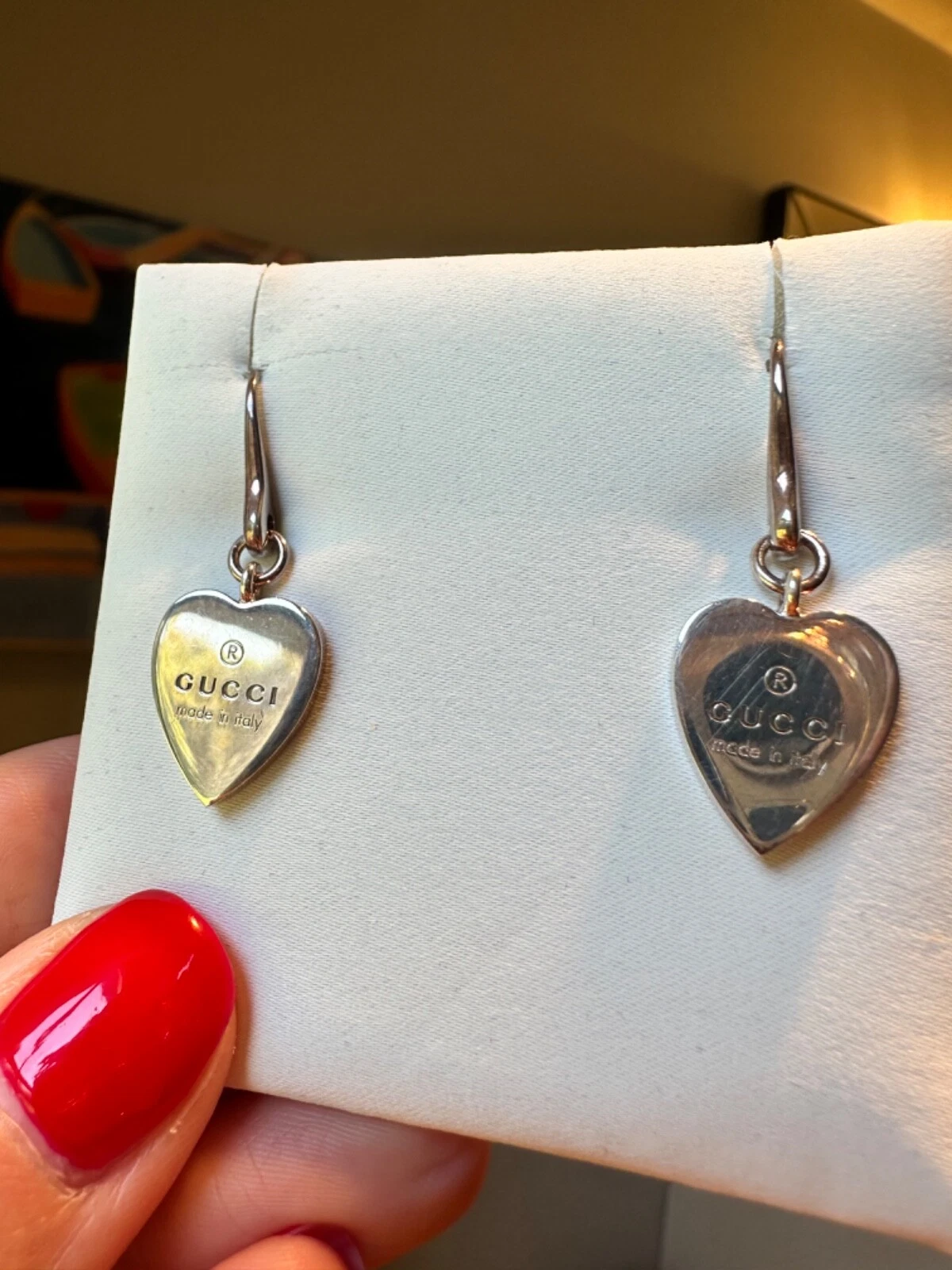 Gucci boucles d’oreilles goutte coeur argent sterling bijoux femme accessoires