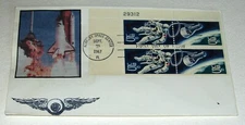 SPACE SHUTTLE CACHET 1967 UNIQUE SPACE WALK STAMP BLOCK FIRST DAY COVER