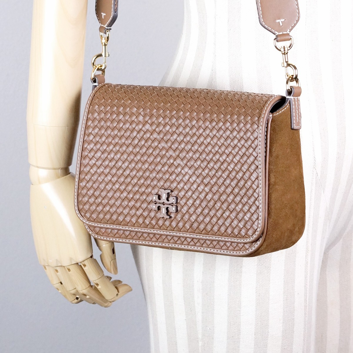 Tory Burch Thea Woven Leather Flap Crossbody Shoulder Bag Tory Burch Thea Woven Leather Flap Crossbody Shoulder Bag